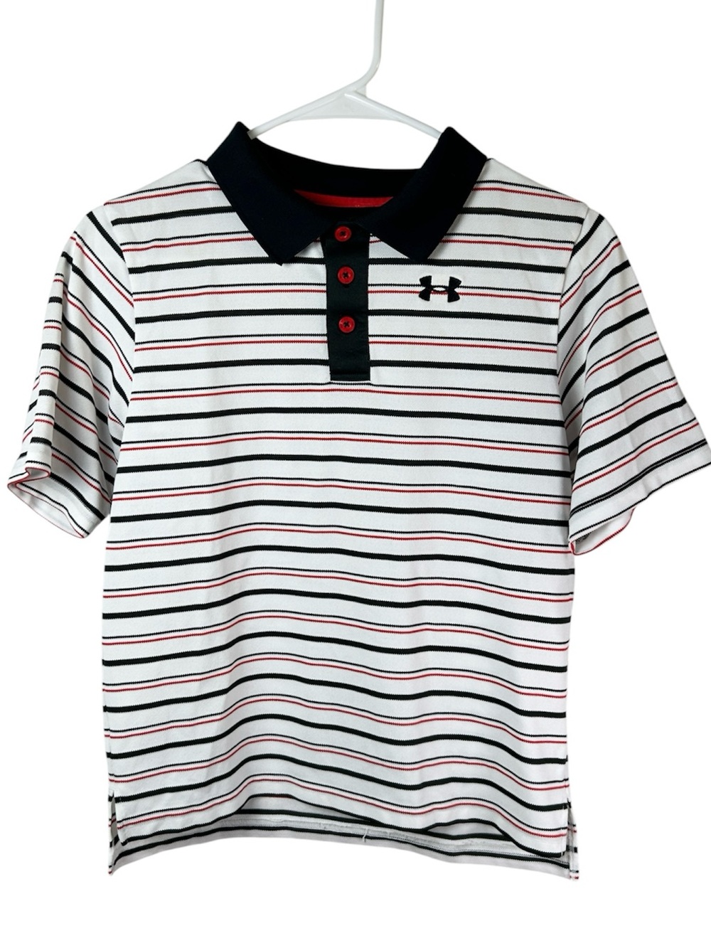 Boys Under Armour Black & Red Polo Size YLG